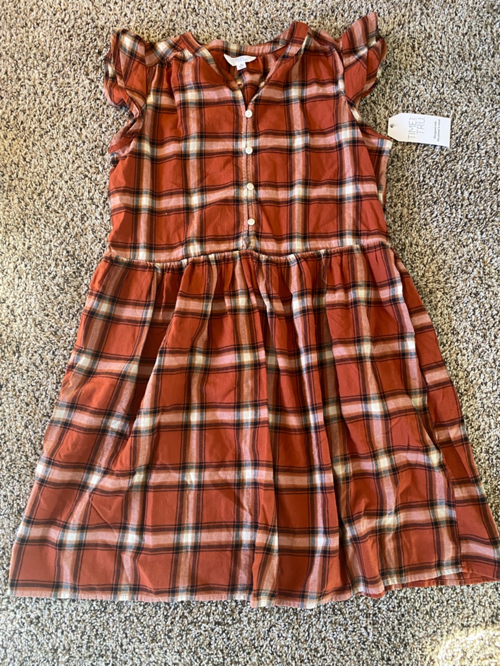 NWT Rust Plaid Button-Front Dress - Picture 3 of 6